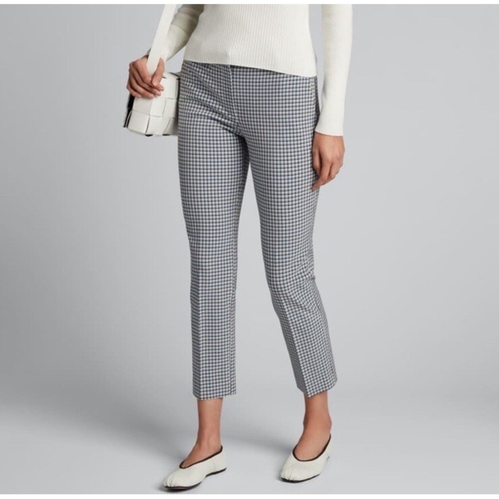Theory Treeca‎ 4 Blue Check Screen Viscose Trouser Dress Pants Women's Size 6